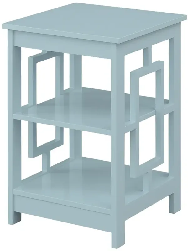 Convenience Concepts Town Square End Table with Shelves, 15.75" L x 15.75" W x 23.5" H, Sea Foam