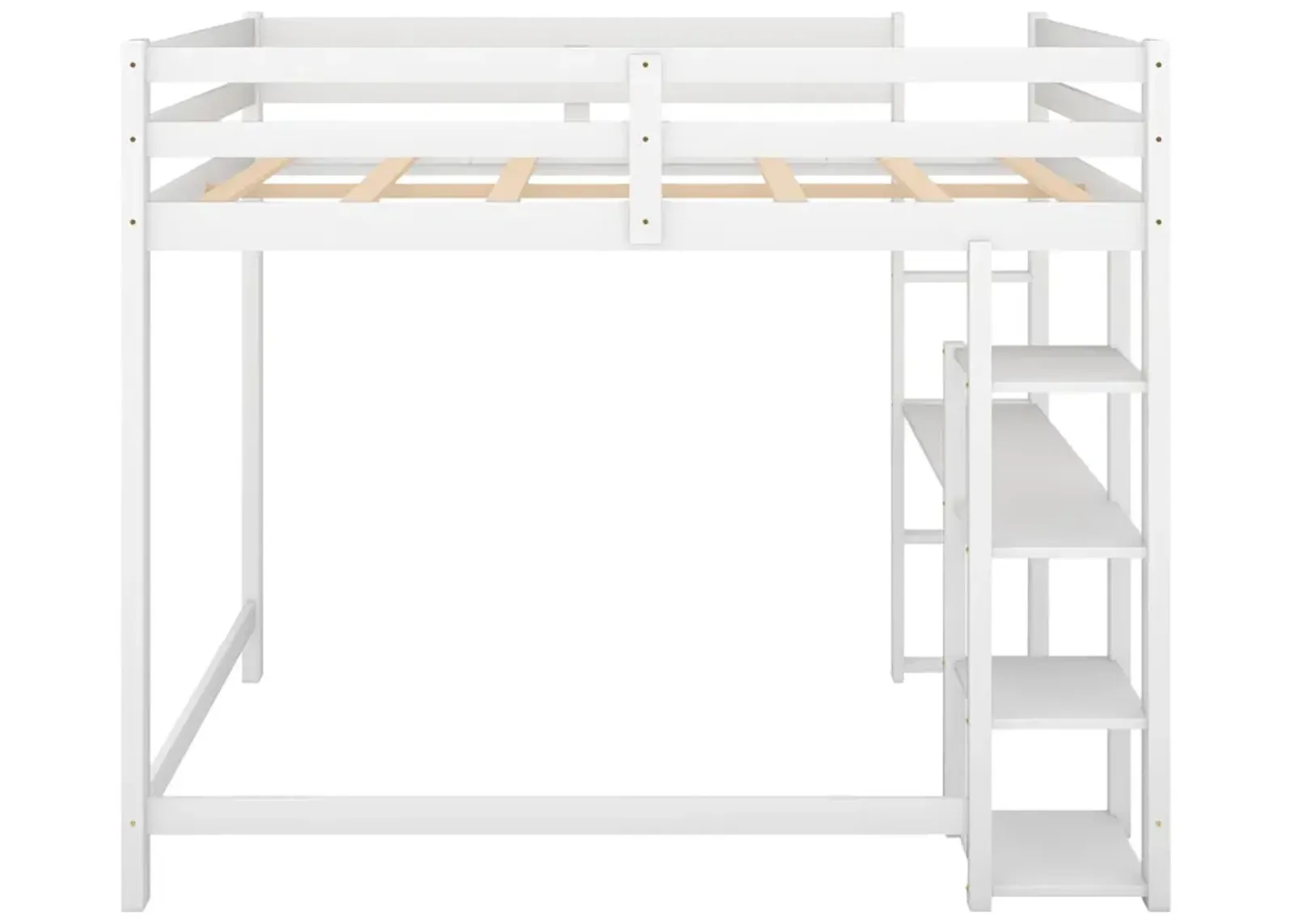 Merax Classic Loft Bed with Built-in Desk and Shelves