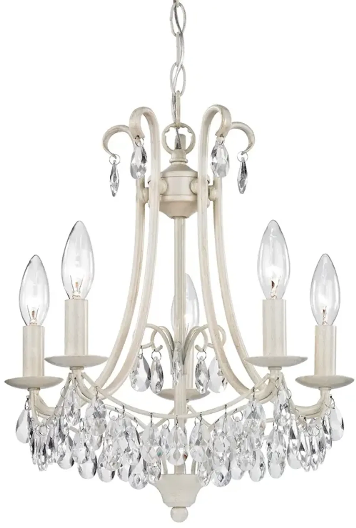 16" Antique Cream and Clear Victorian 5-Light Mini Chandelier