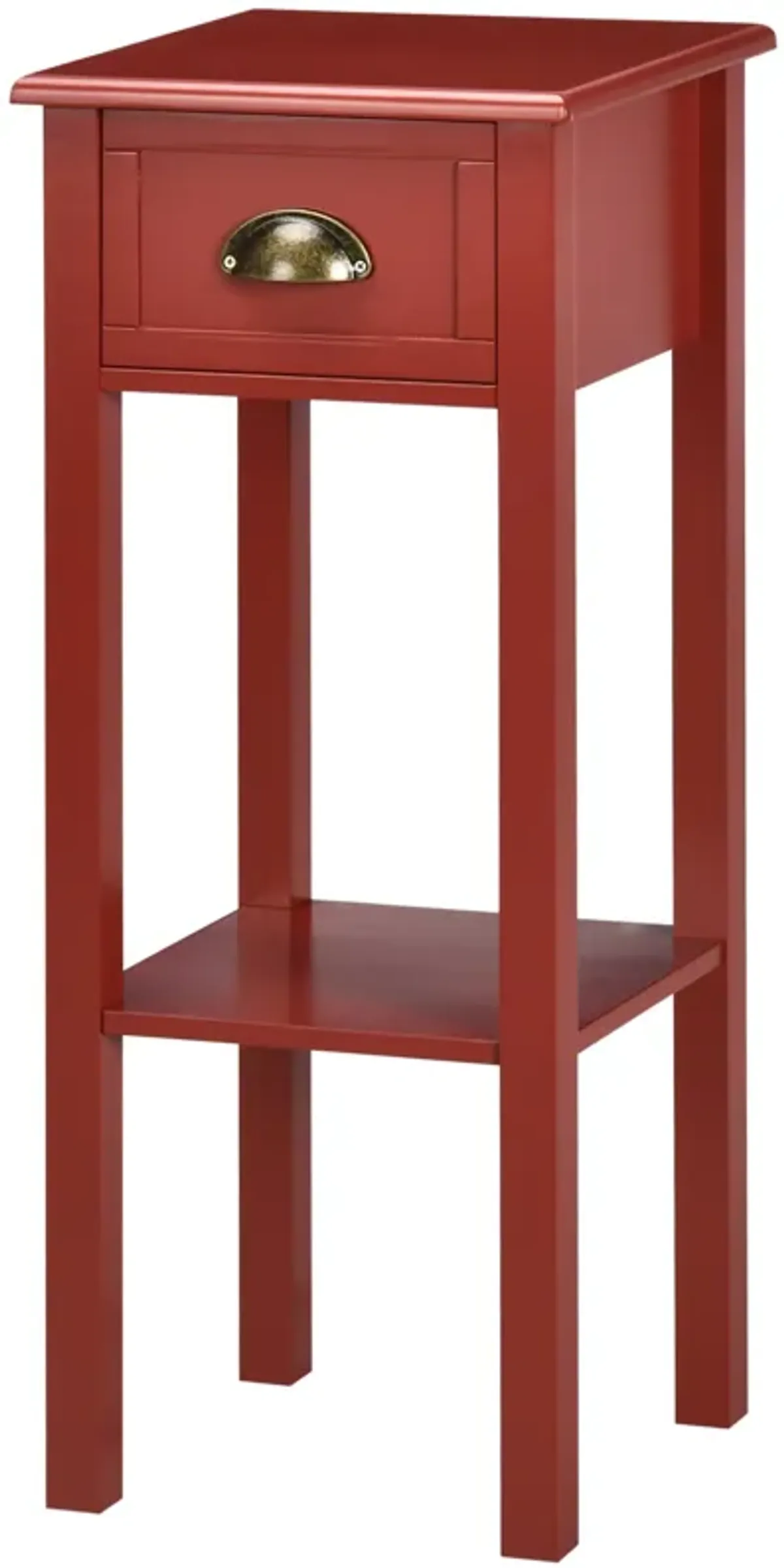 HOMCOM 2-Tier Side Table with Drawer, Narrow End Table with Bottom Shelf, for Living Room or Bedroom, Red