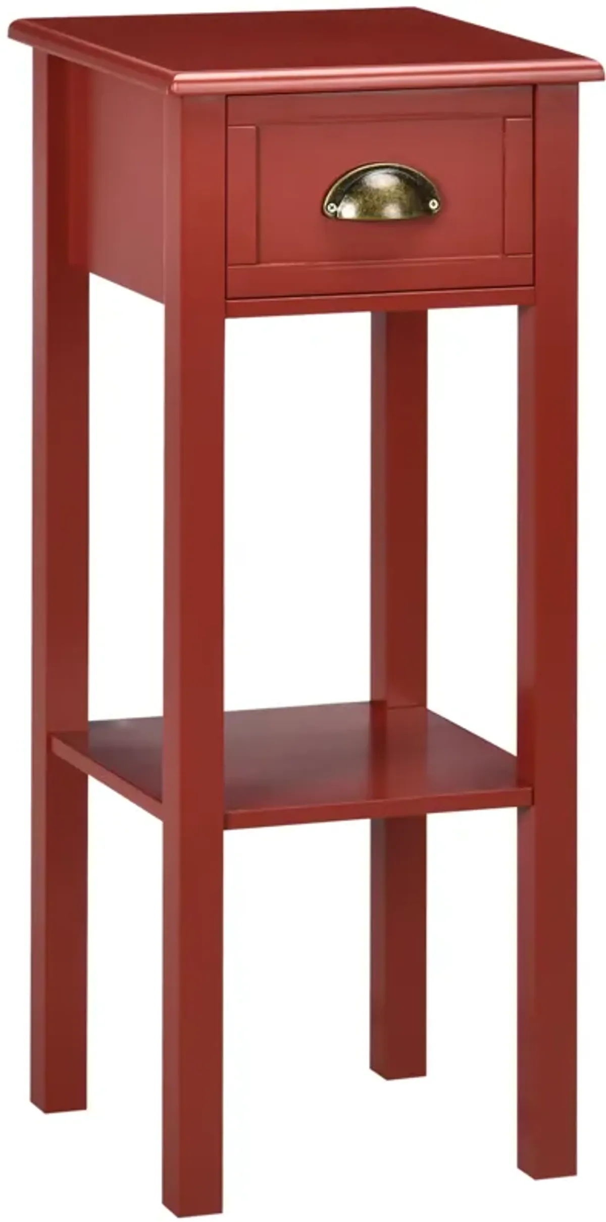 HOMCOM 2-Tier Side Table with Drawer, Narrow End Table with Bottom Shelf, for Living Room or Bedroom, Red