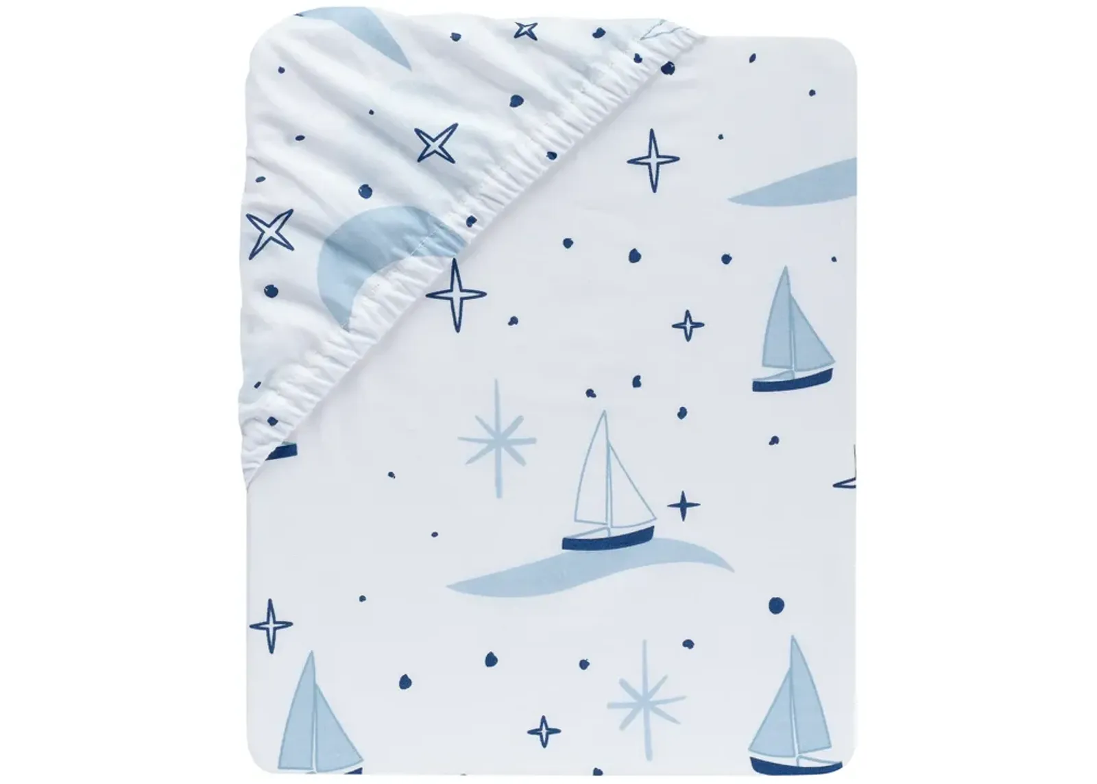 Lambs & Ivy Little Skipper Cotton Nautical Sailboat Fitted Crib/Toddler Sheet