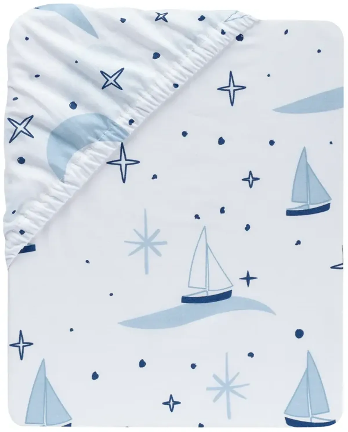 Lambs & Ivy Little Skipper Cotton Nautical Sailboat Fitted Crib/Toddler Sheet