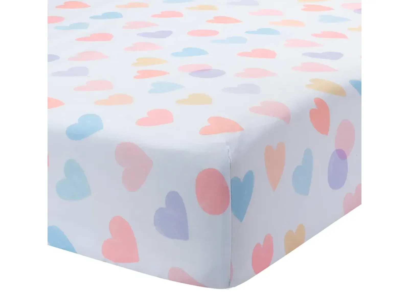 Bedtime Originals Rainbow Hearts White/Peach/Purple Baby Fitted Crib Sheet