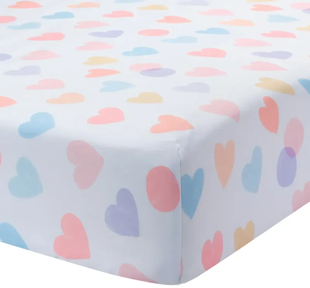 Bedtime Originals Rainbow Hearts White/Peach/Purple Baby Fitted Crib Sheet