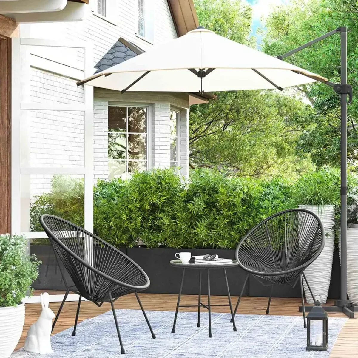 3-Piece Outdoor Seating Set - Modern Acapulco Chairs for Patio