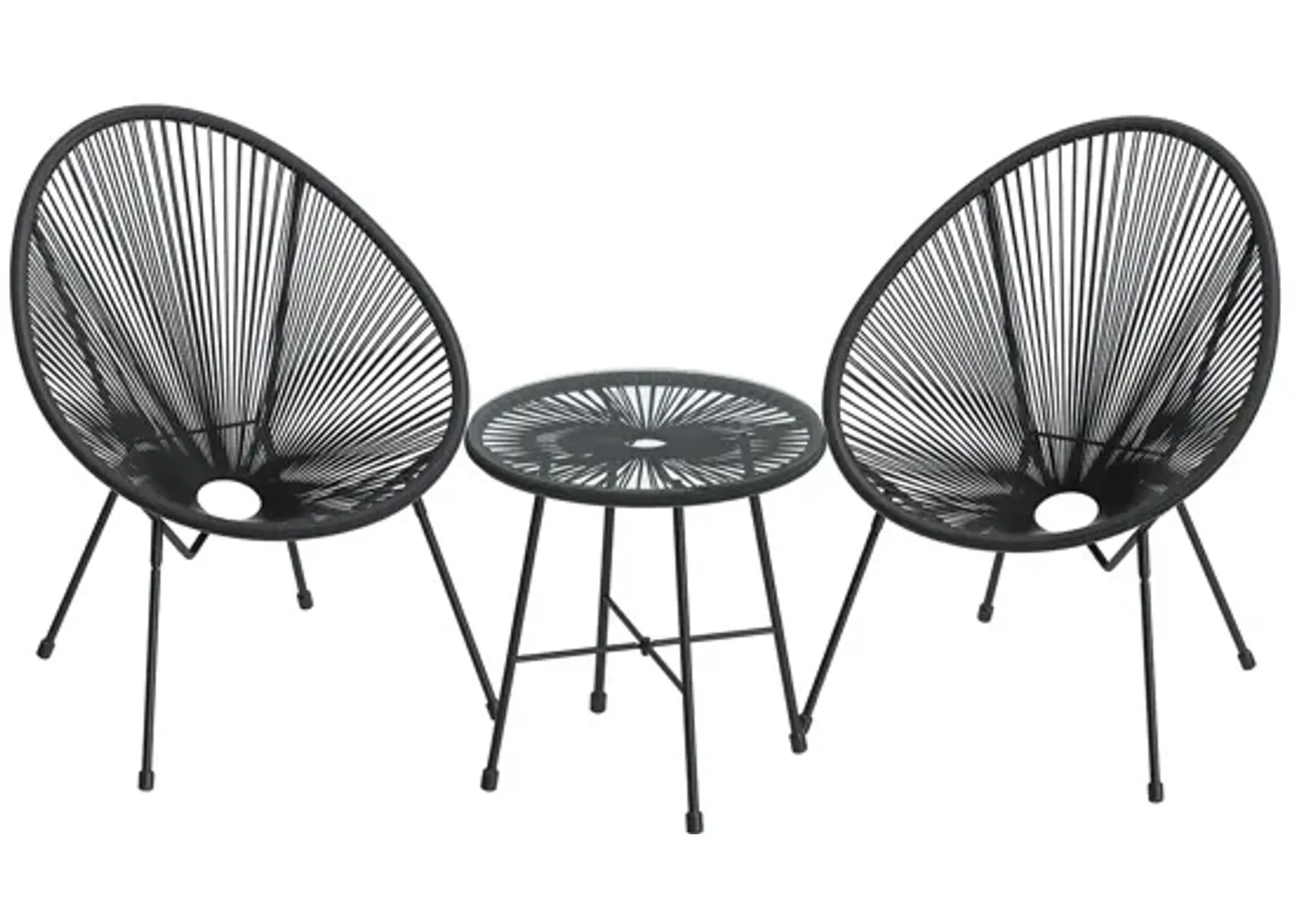 3-Piece Outdoor Seating Set - Modern Acapulco Chairs for Patio