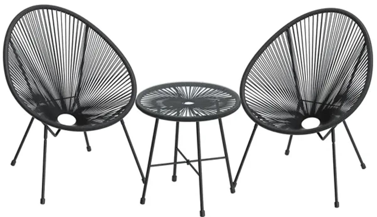 3-Piece Outdoor Seating Set - Modern Acapulco Chairs for Patio