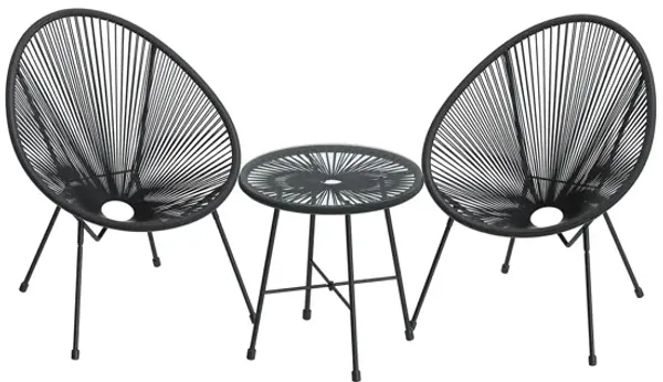 3-Piece Outdoor Seating Set - Modern Acapulco Chairs for Patio