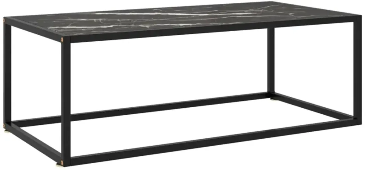 vidaXL Tea Table Black with Black Marble Glass 39.4"x19.7"x13.8"