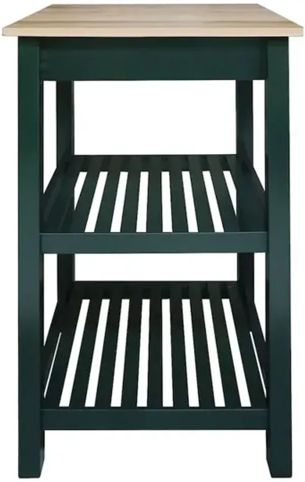 American Trails Sunrise Kitchen Island with Solid Wood Top, Hunter Green