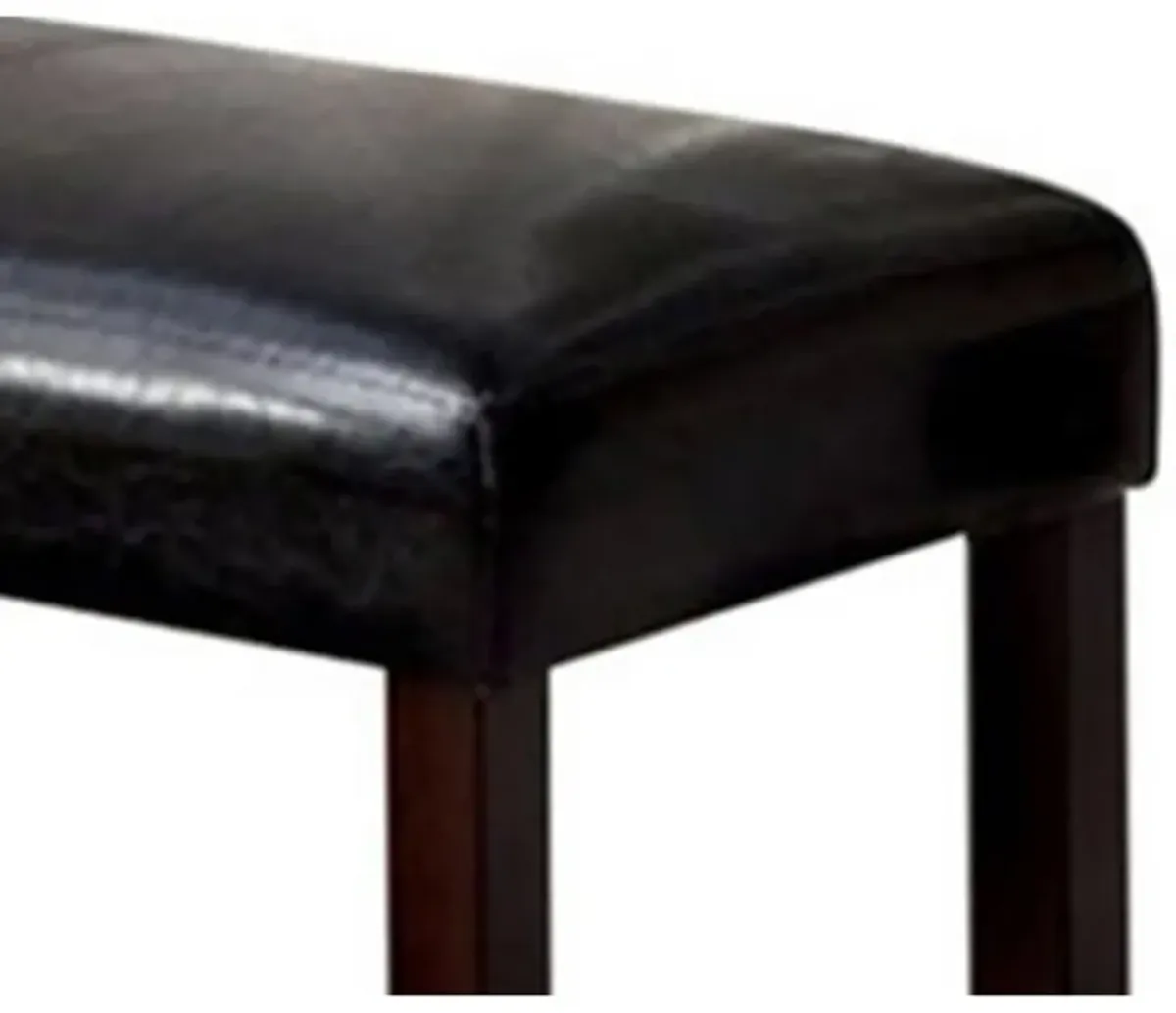 Oliver 46 Inch Bench, Leather Upholstery, Wood Frame, Soft Cushion, Black - Benzara