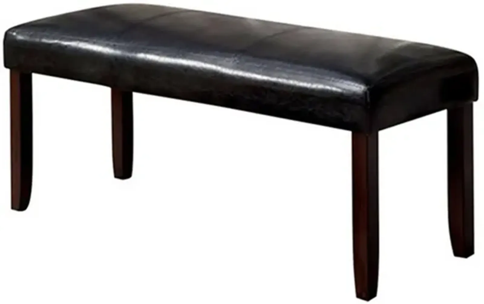 Oliver 46 Inch Bench, Leather Upholstery, Wood Frame, Soft Cushion, Black - Benzara