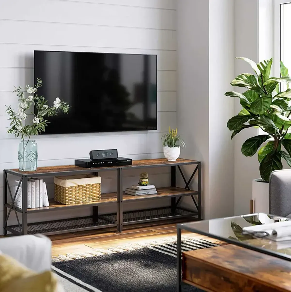 3-Tier TV Table with Storage Shelves - Practical Entertainment Center with Ample Storage