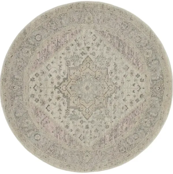 Tranquil TRA06 Ivory/Pink 5'3" x Round Rug