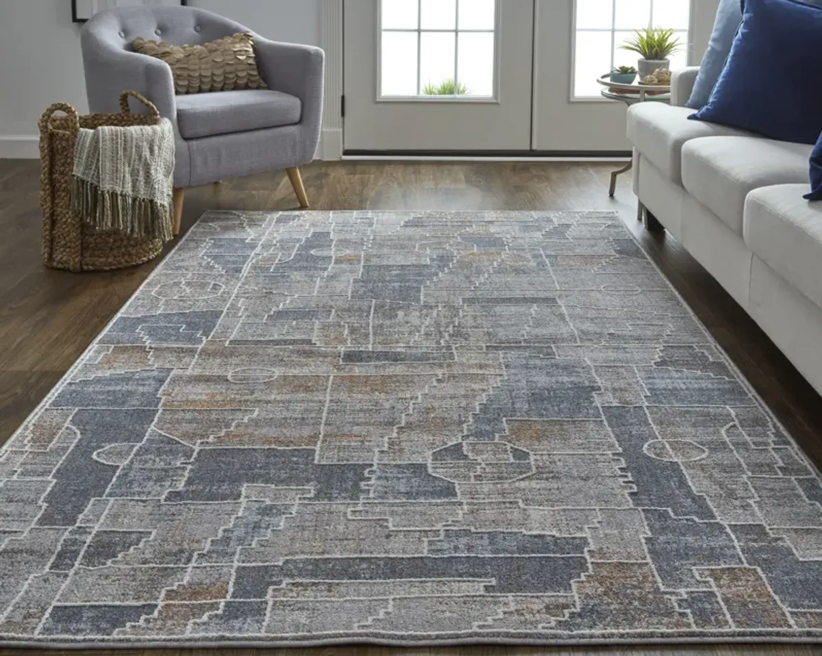 Francisco 39D4F Blue/Gray/Orange 5' x 8' Rug