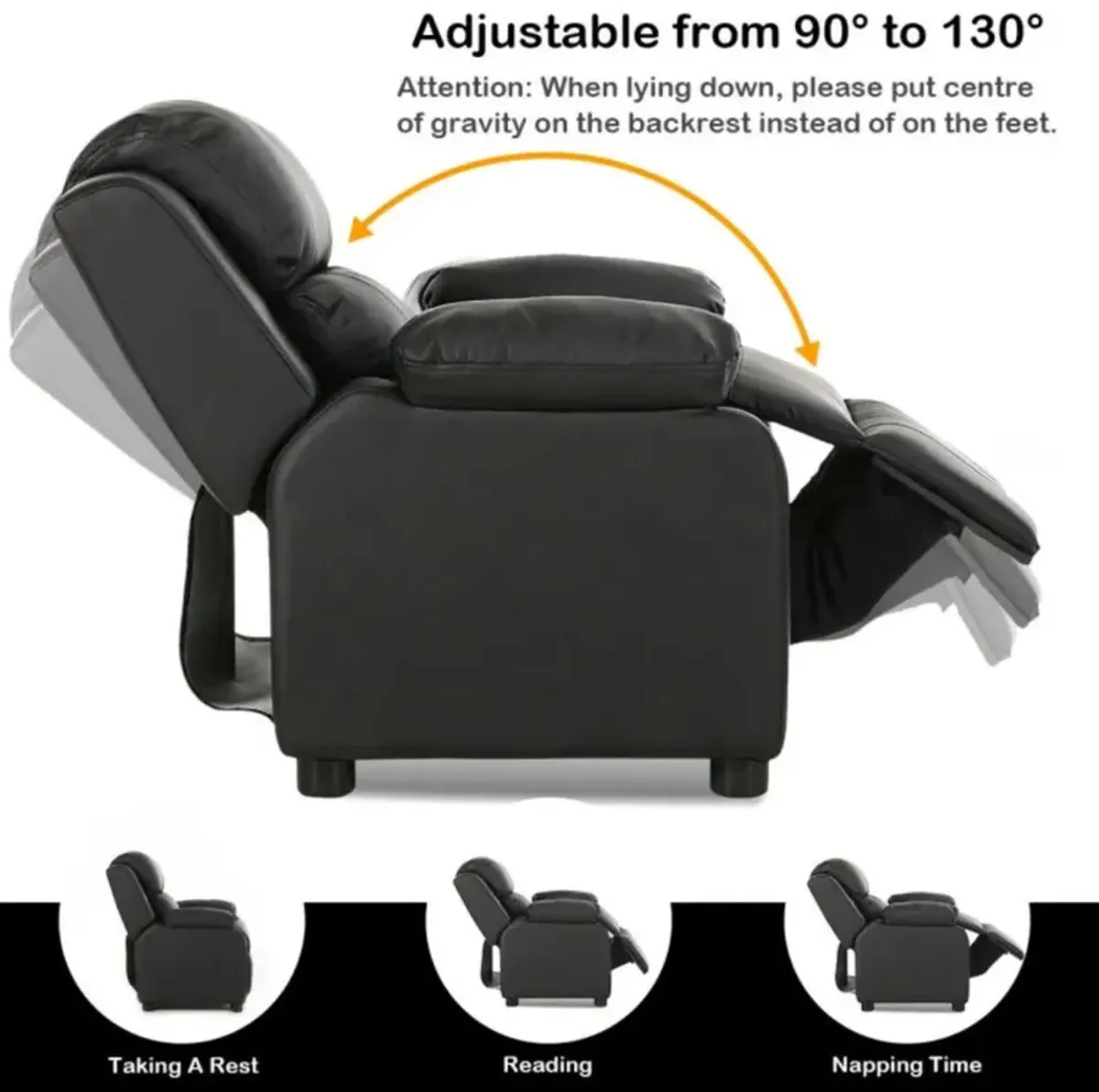 Hivvago Deluxe Kids Armchair Recliner Headrest Sofa w/ Storage Arms