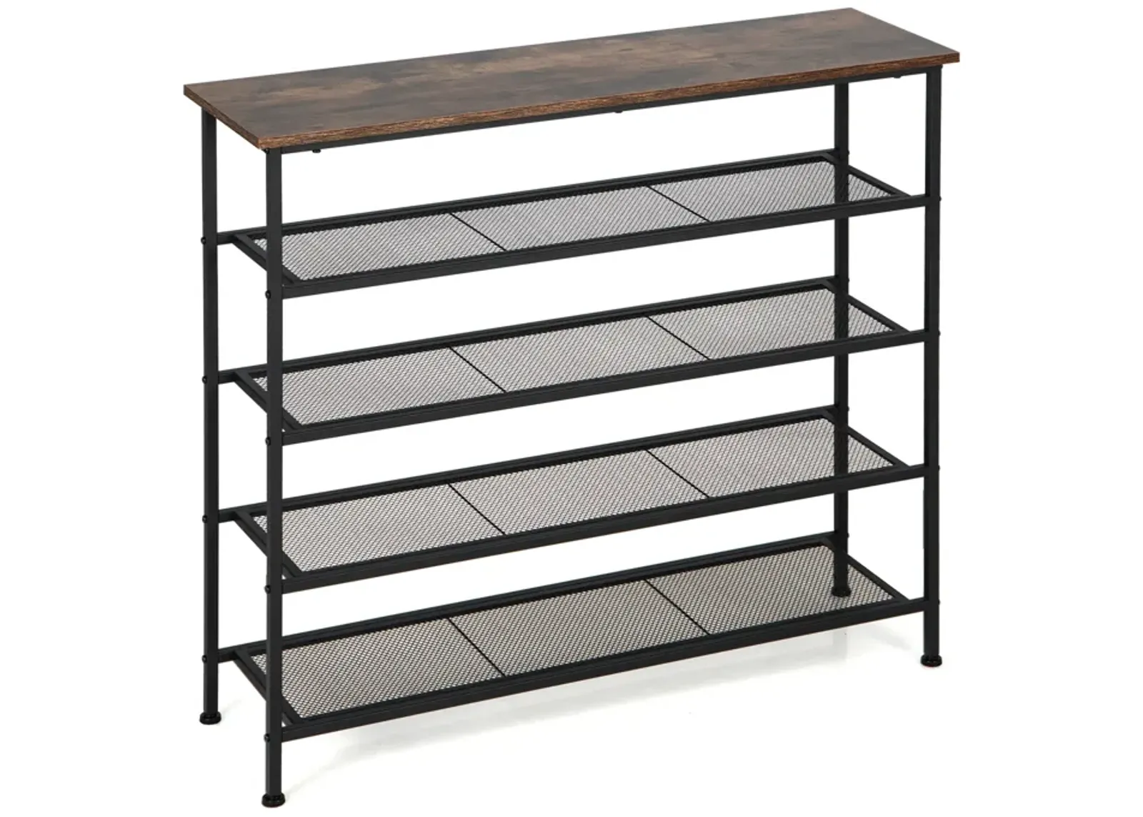 Industrial Adjustable 5-Tier Metal Shoe Rack with 4 Shelves for 16-20 Pairs