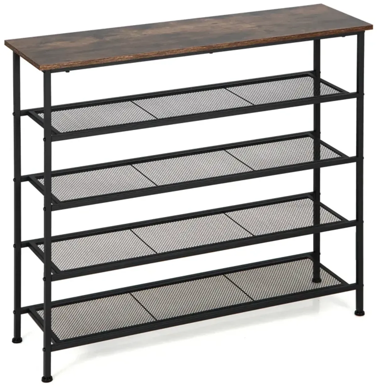 Industrial Adjustable 5-Tier Metal Shoe Rack with 4 Shelves for 16-20 Pairs