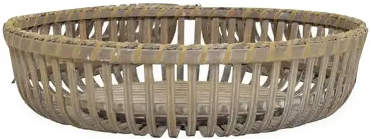 Set of 3 Decorative Baskets, Varying Sizes, Brown Natural Bamboo Fiber - Benzara