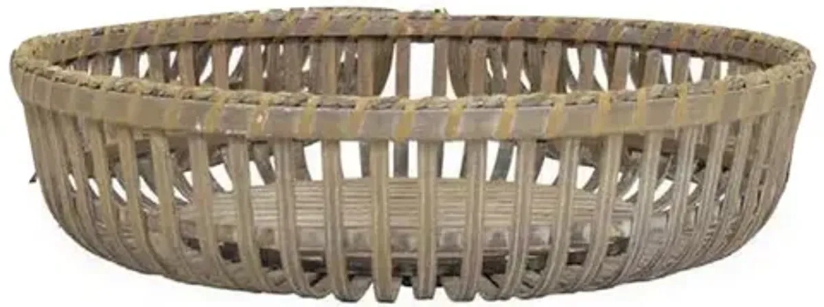 Set of 3 Decorative Baskets, Varying Sizes, Brown Natural Bamboo Fiber - Benzara