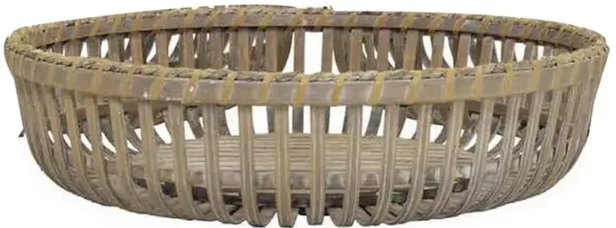 Set of 3 Decorative Baskets, Varying Sizes, Brown Natural Bamboo Fiber - Benzara