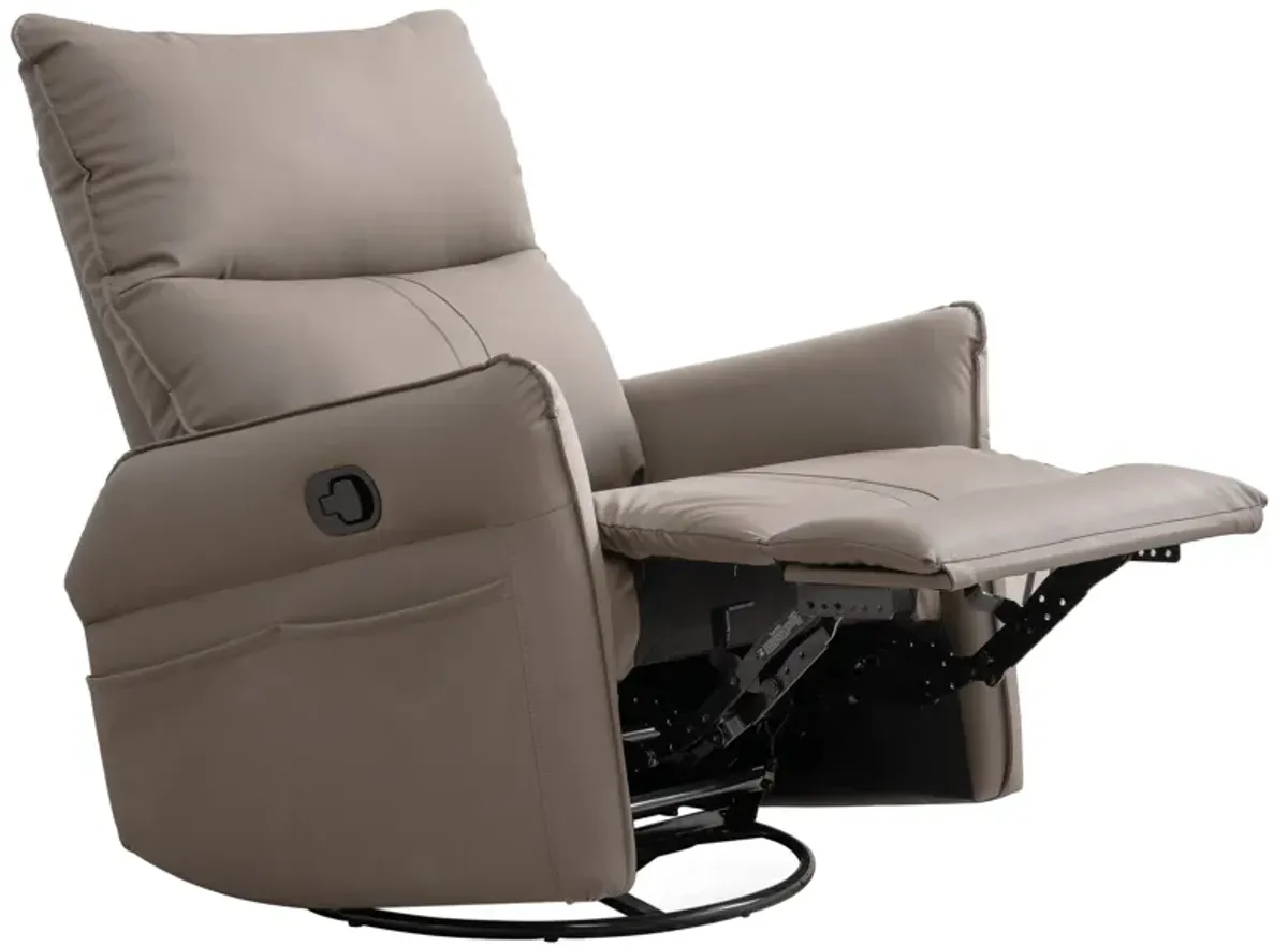 Mondawe 360 ° Swivel Nursery Rocking Swivel Recliner Chair, Glider Chair with Side Pocket