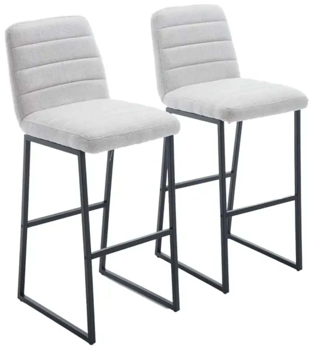 Upholstered Bar Stools Set of 2 - Beige Gray+Pale Blue