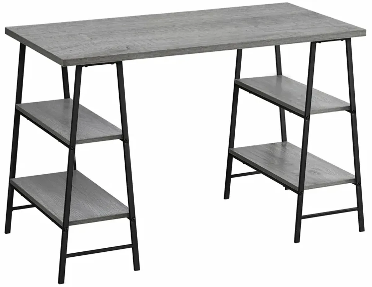 Monarch Specialties I 7524 Computer Desk, Home Office, Laptop, Storage Shelves, 48"L, Work, Metal, Laminate, Grey, Black, Contemporary, Modern