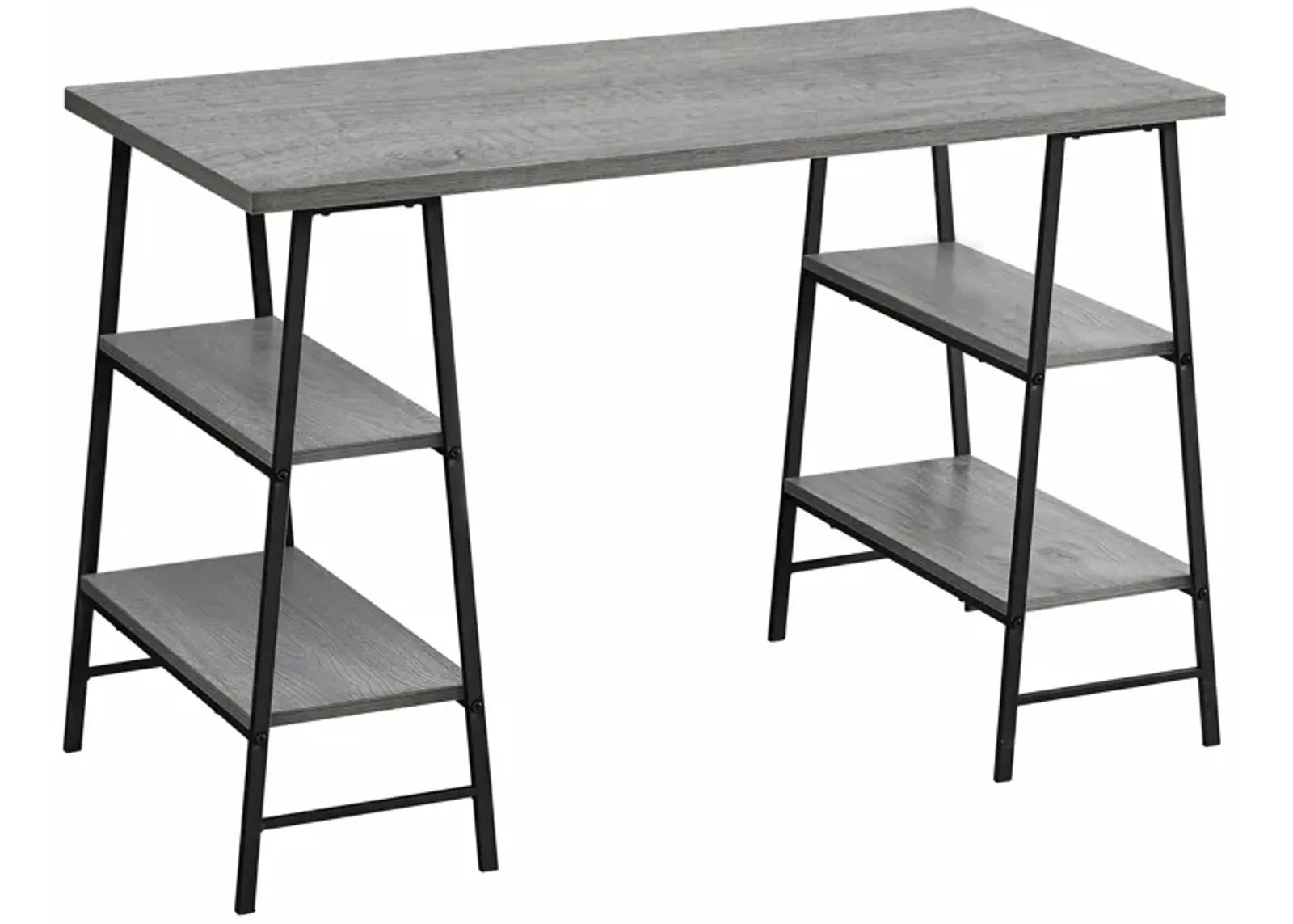 Monarch Specialties I 7524 Computer Desk, Home Office, Laptop, Storage Shelves, 48"L, Work, Metal, Laminate, Grey, Black, Contemporary, Modern