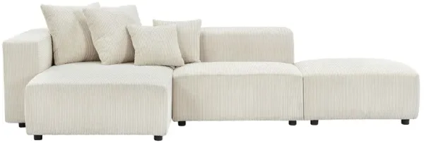 Beige Corduroy Modular Sectional Sofa Set