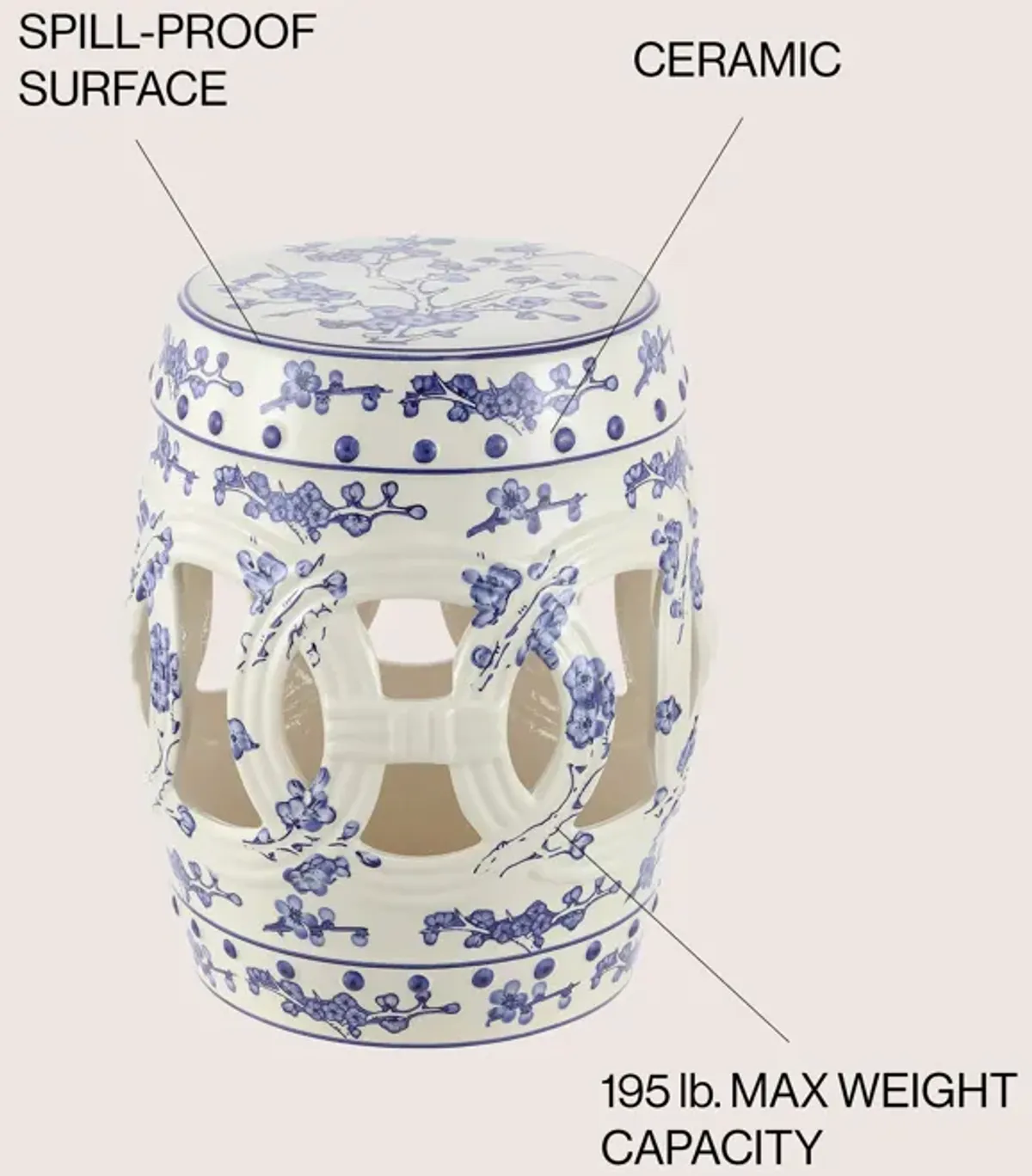 Lucky Coins Chinese Ceramic Drum Garden Stool