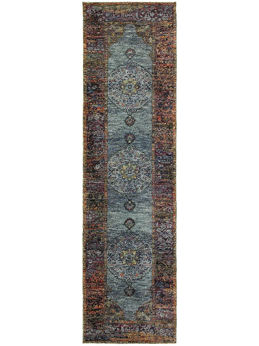 Andorra 2'6" x 12' Blue Rug