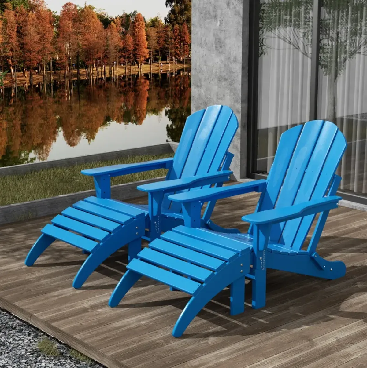 WestinTrends 4-Piece Folding Adirondack Chair With Footrest Ottoman Set