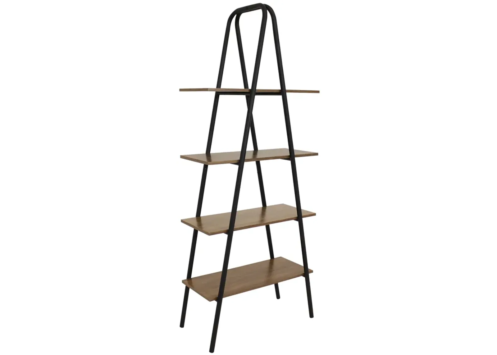 Sunnydaze 4-Tier Industrial-Style Ladder Bookshelf - Brown