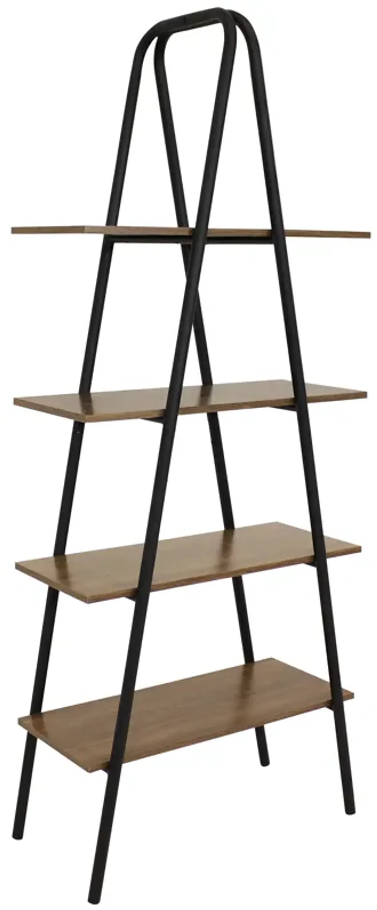 Sunnydaze 4-Tier Industrial-Style Ladder Bookshelf - Brown