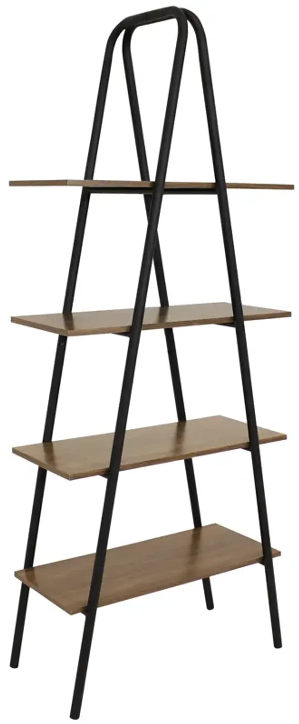Sunnydaze 4-Tier Industrial-Style Ladder Bookshelf - Brown
