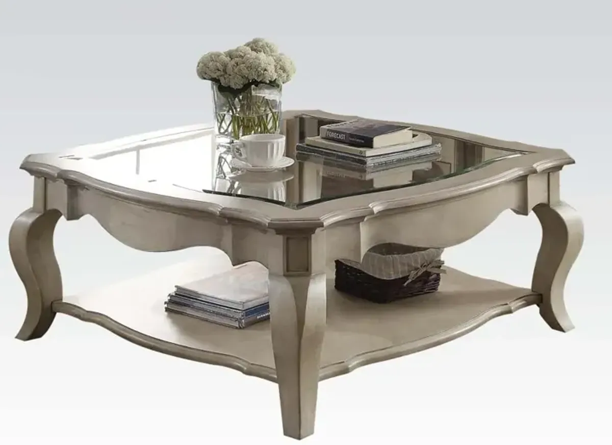 Antique Taupe Clear Glass Coffee Table