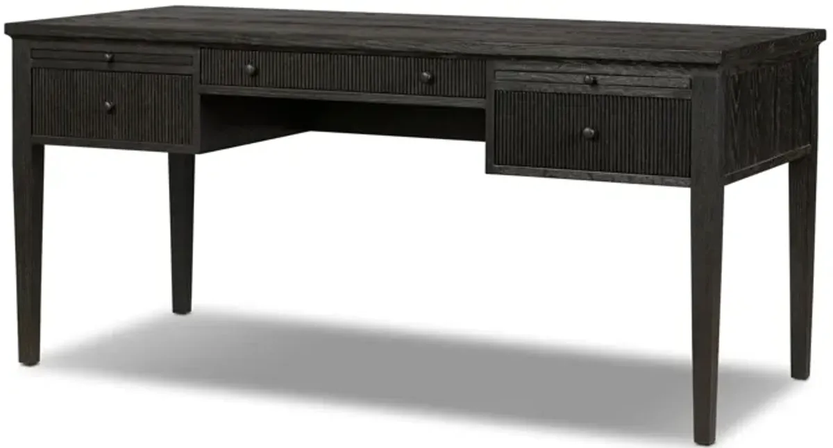 Bush Distressed Black Oak Desk