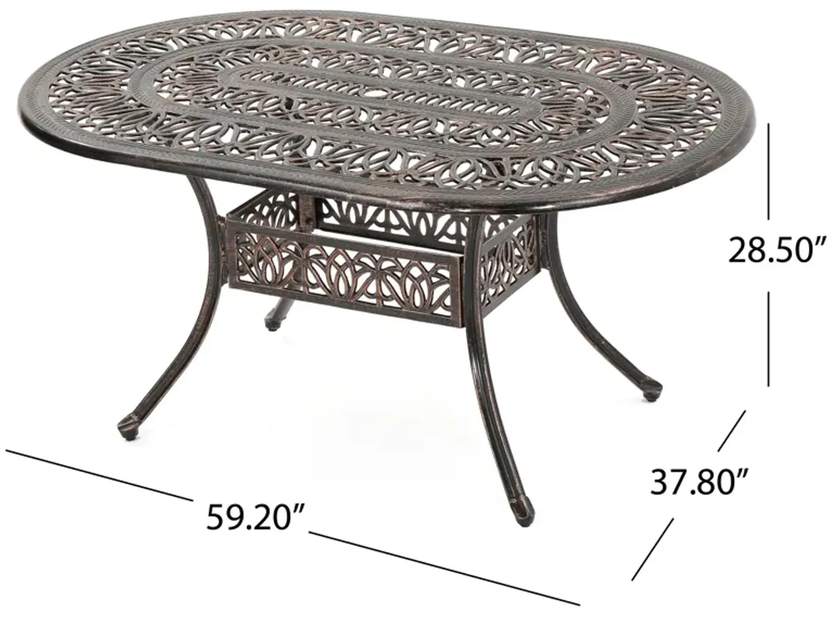 Timeless Cast Aluminum Outdoor Dining Table for Six