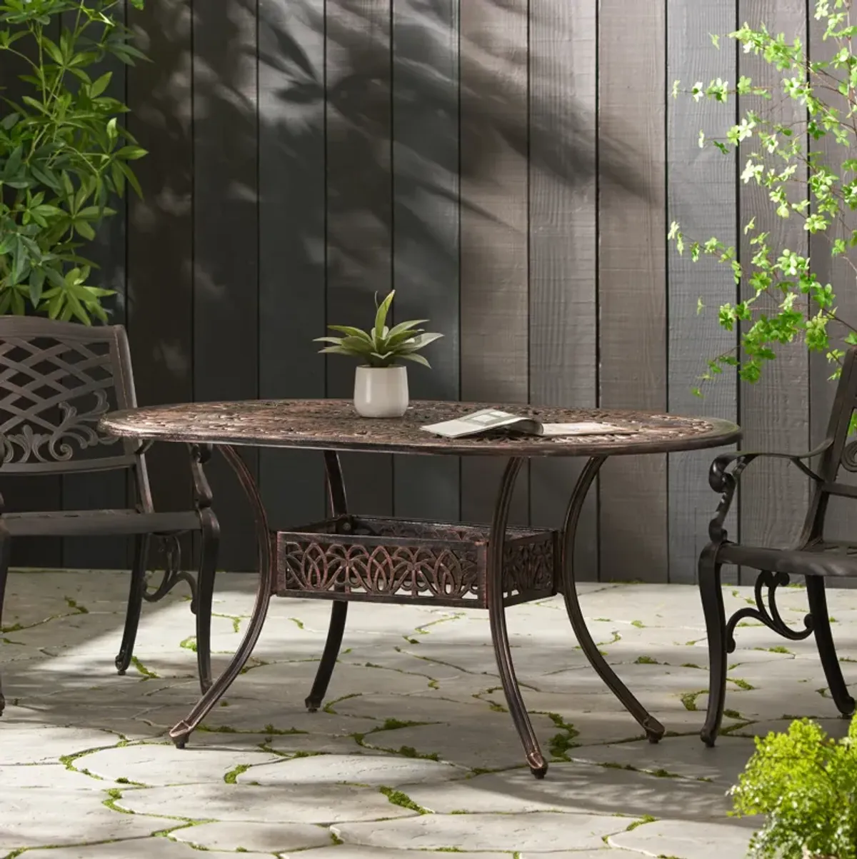 Timeless Cast Aluminum Outdoor Dining Table for Six