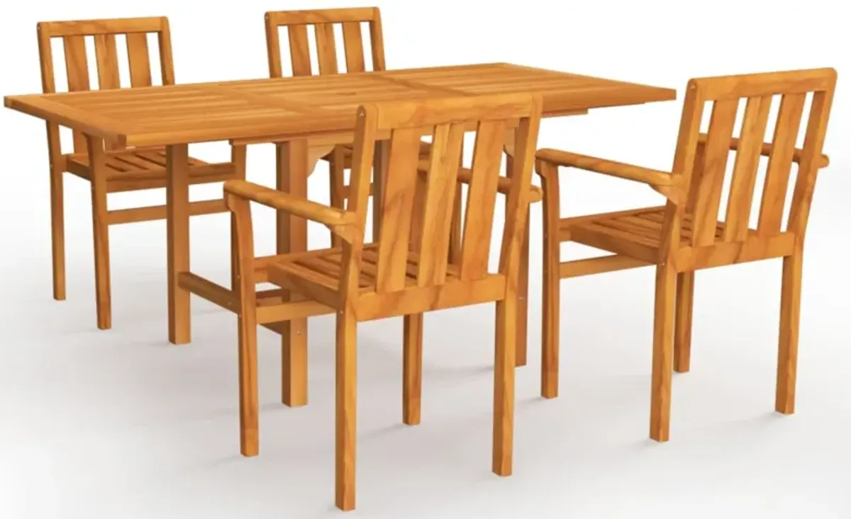 vidaXL 5 Piece Garden Dining Set Solid Teak Wood