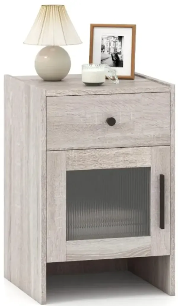 Hivvago Nightstand with Drawer and Cabinet