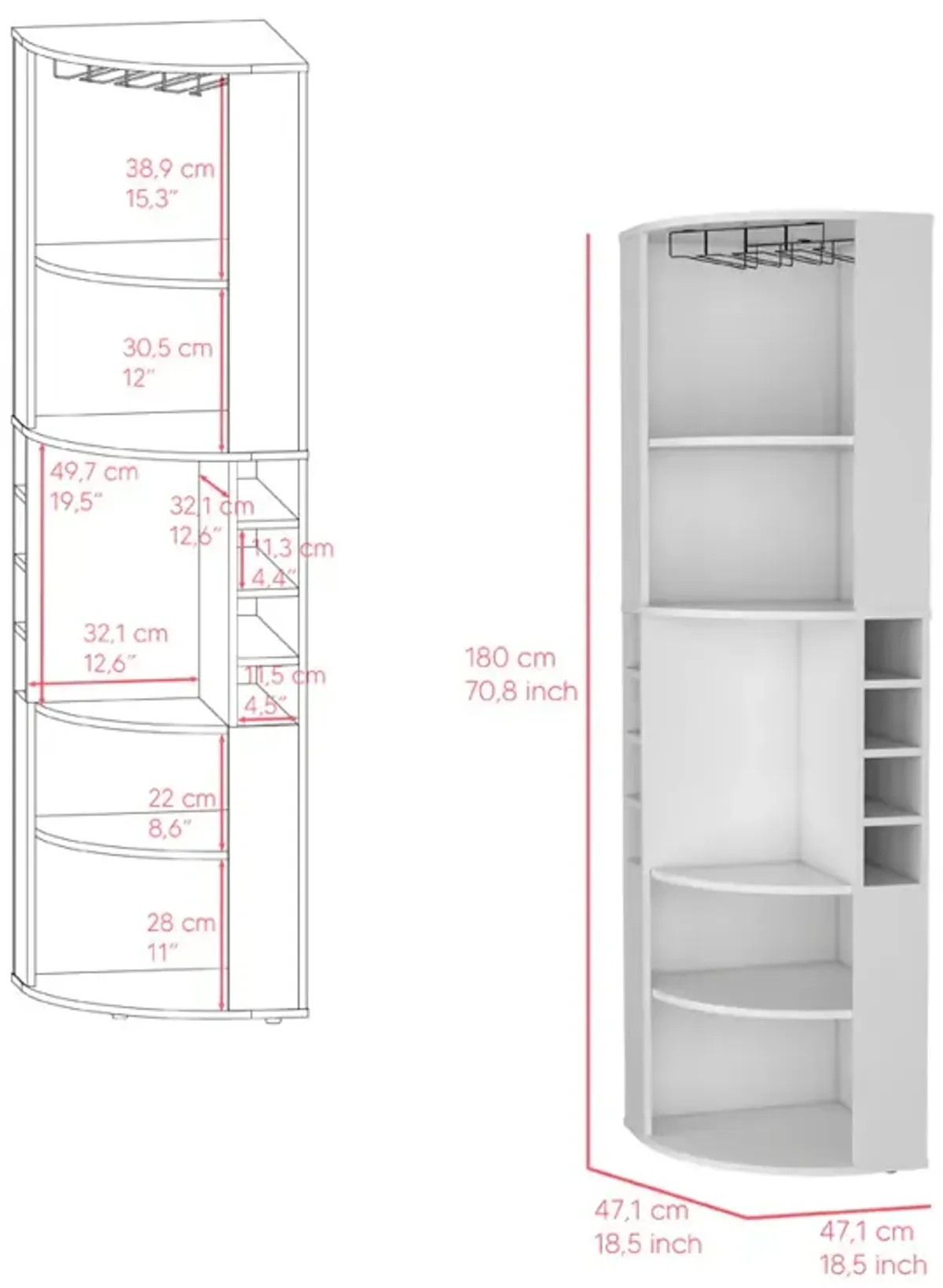 Bar Cabinet Jansen, Living Room, White