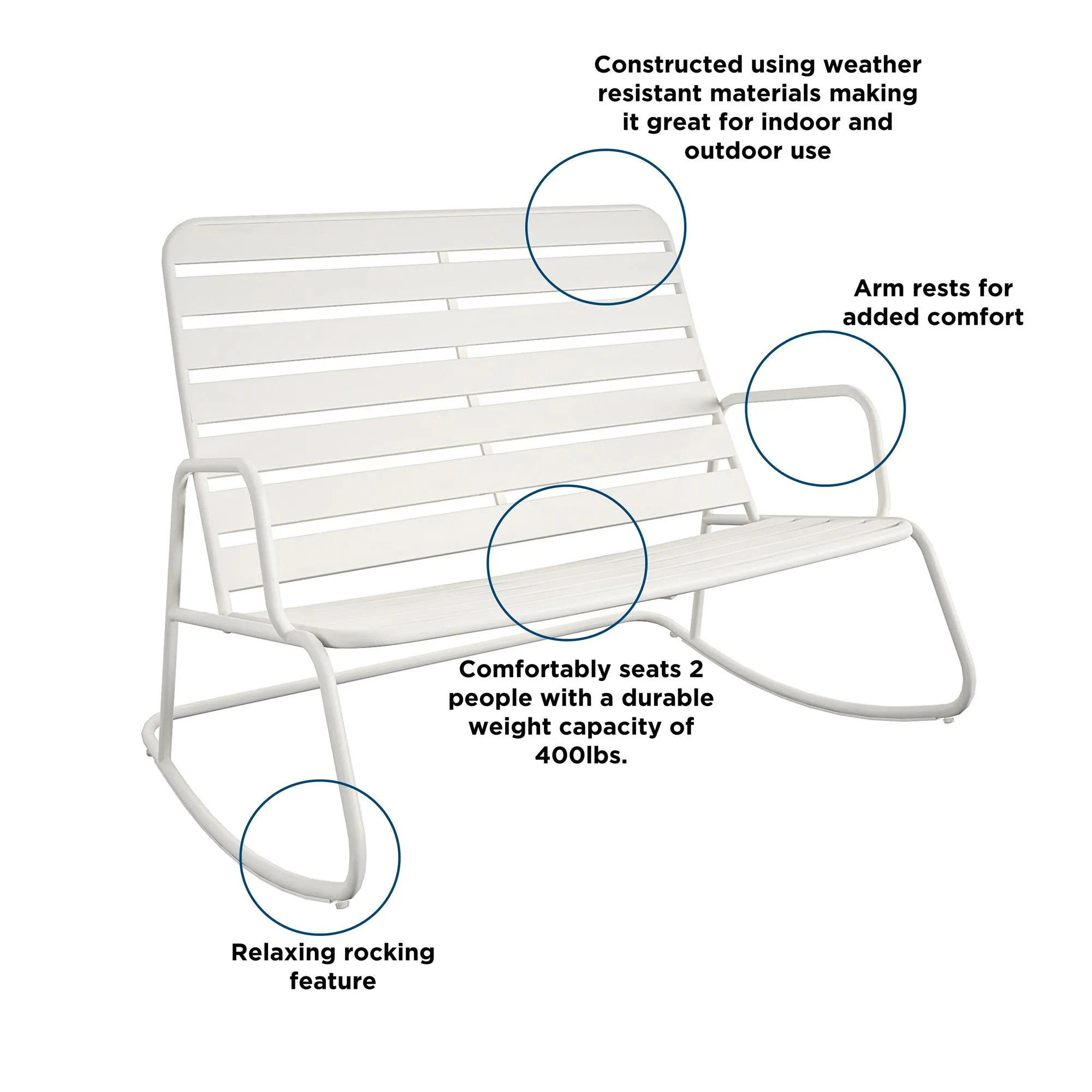 Roberta Outdoor/Indoor Rocker Loveseat