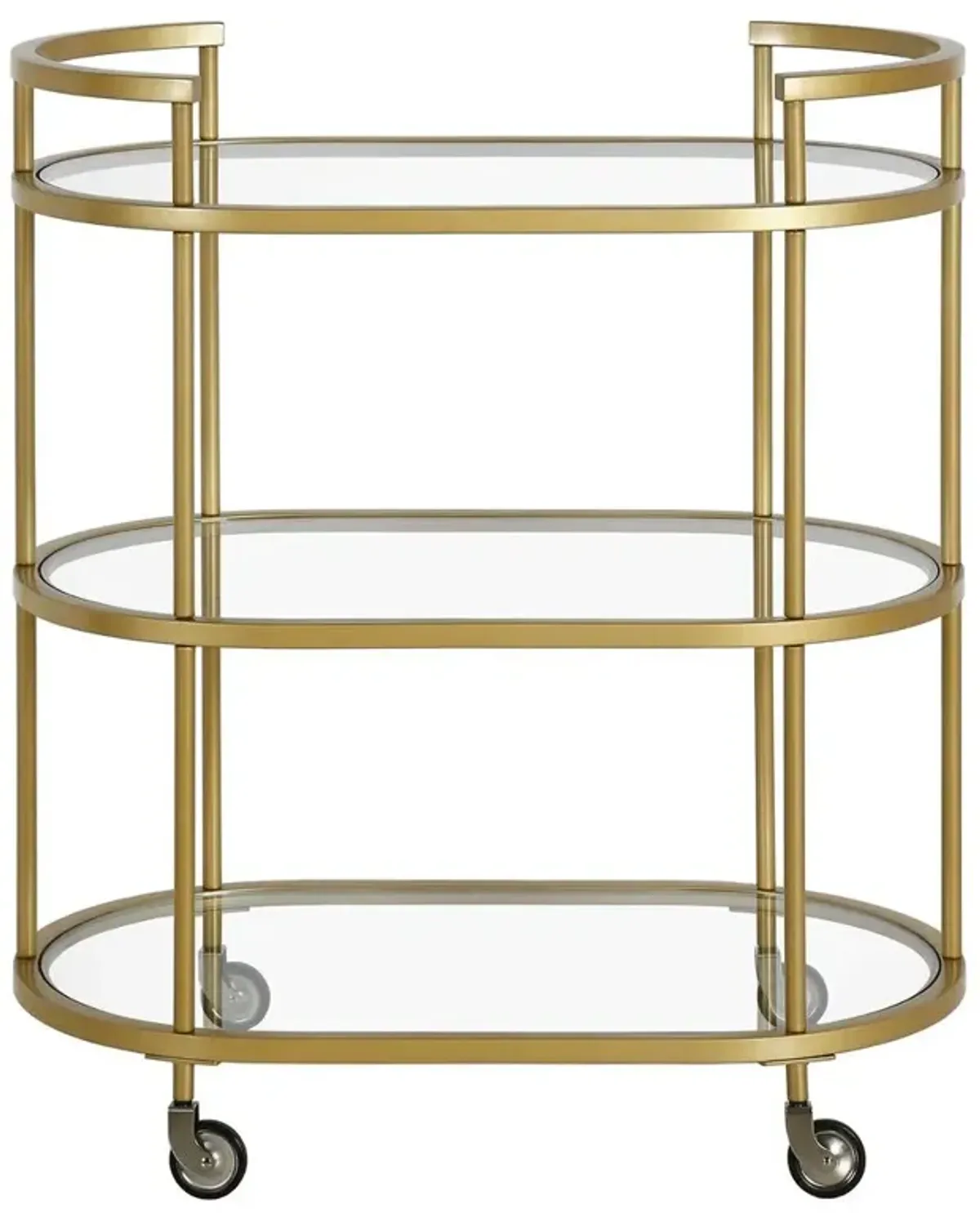 Hudson&Canal Leif 30'' Wide Oval Bar Cart in Brass