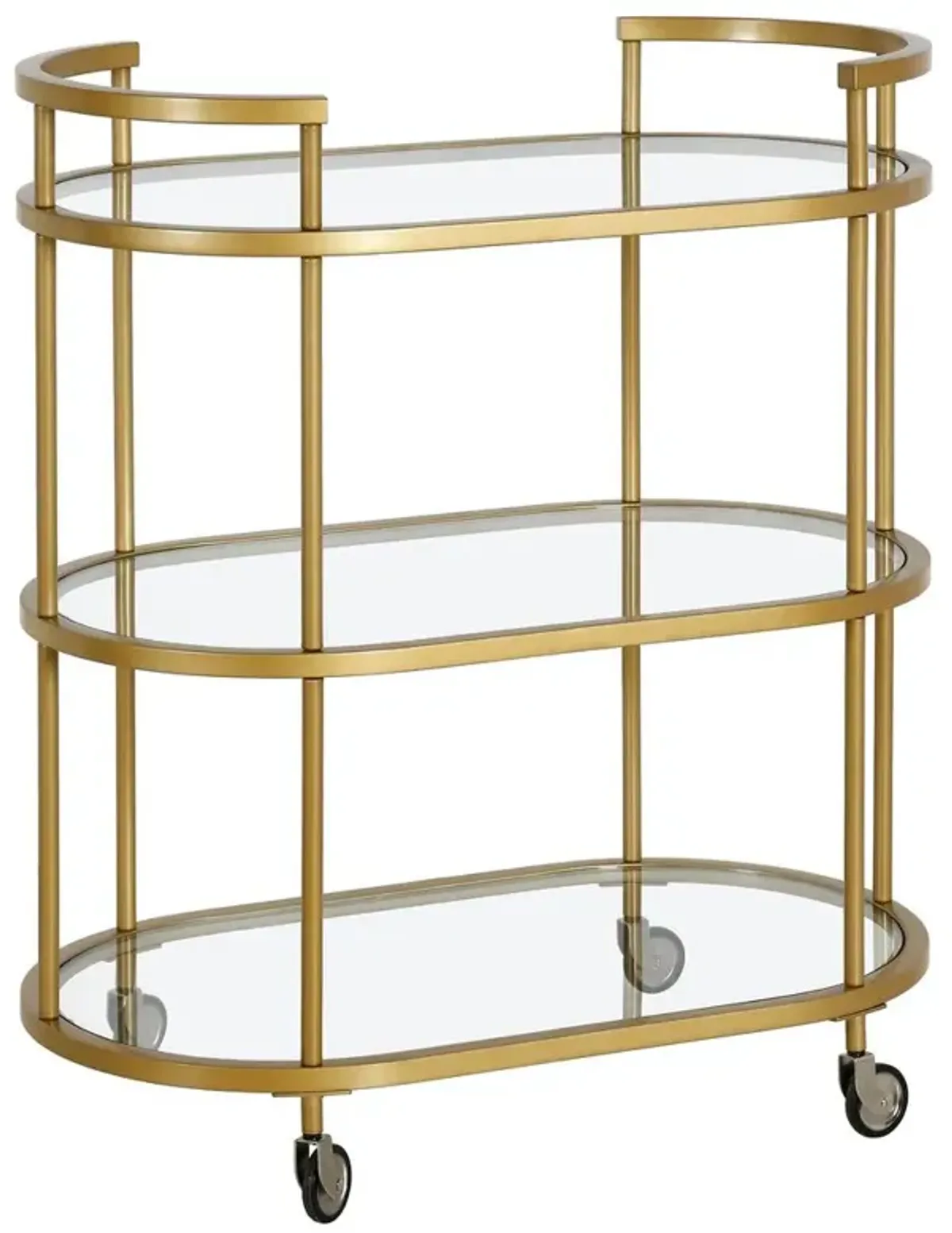 Hudson&Canal Leif 30'' Wide Oval Bar Cart in Brass