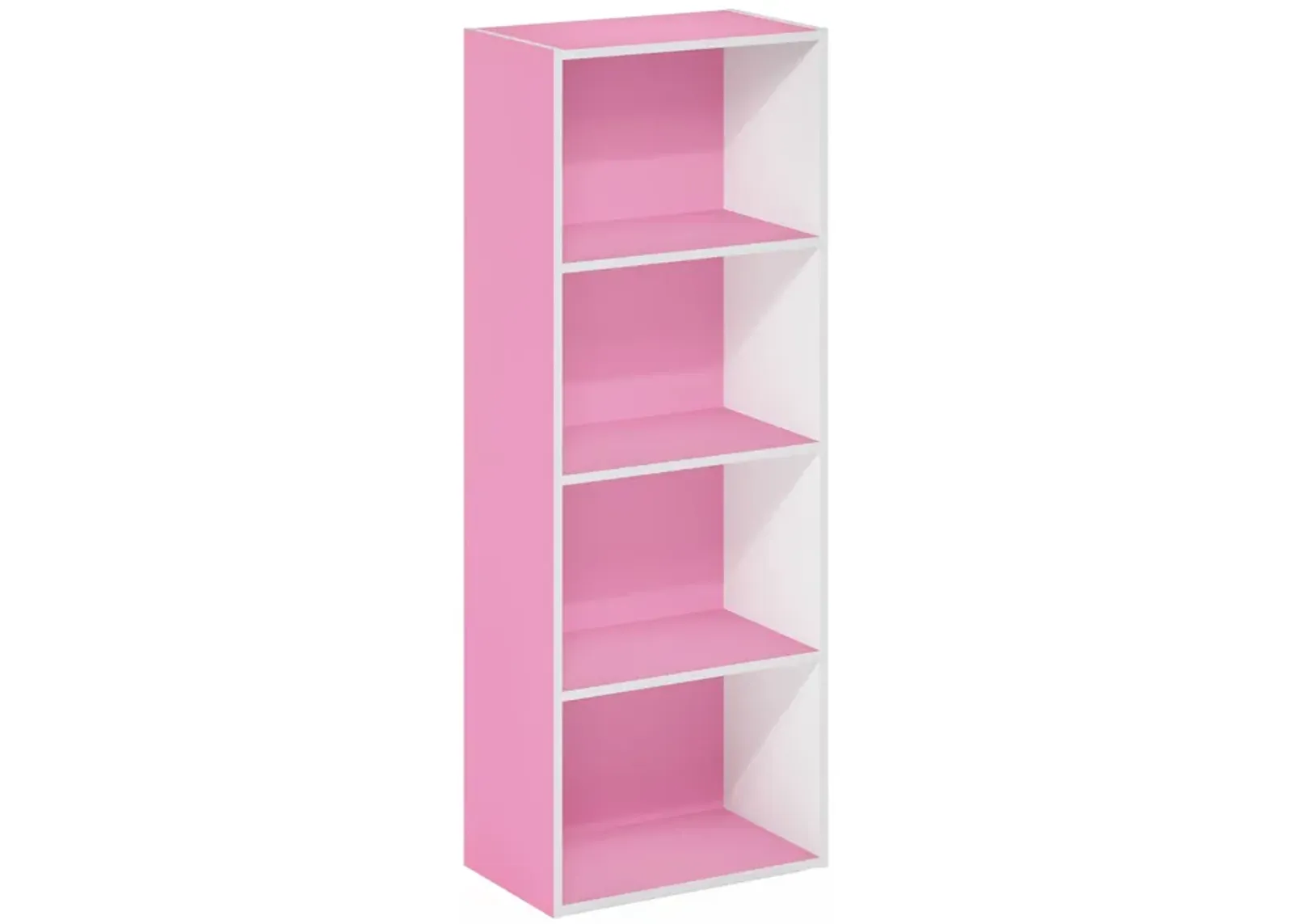 Furinno Luder Bookcase / Book / Storage, 4-Tier, Pink/White