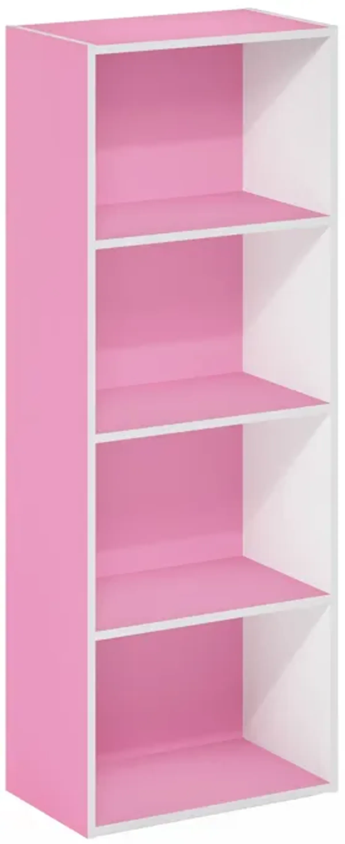 Furinno Luder Bookcase / Book / Storage, 4-Tier, Pink/White