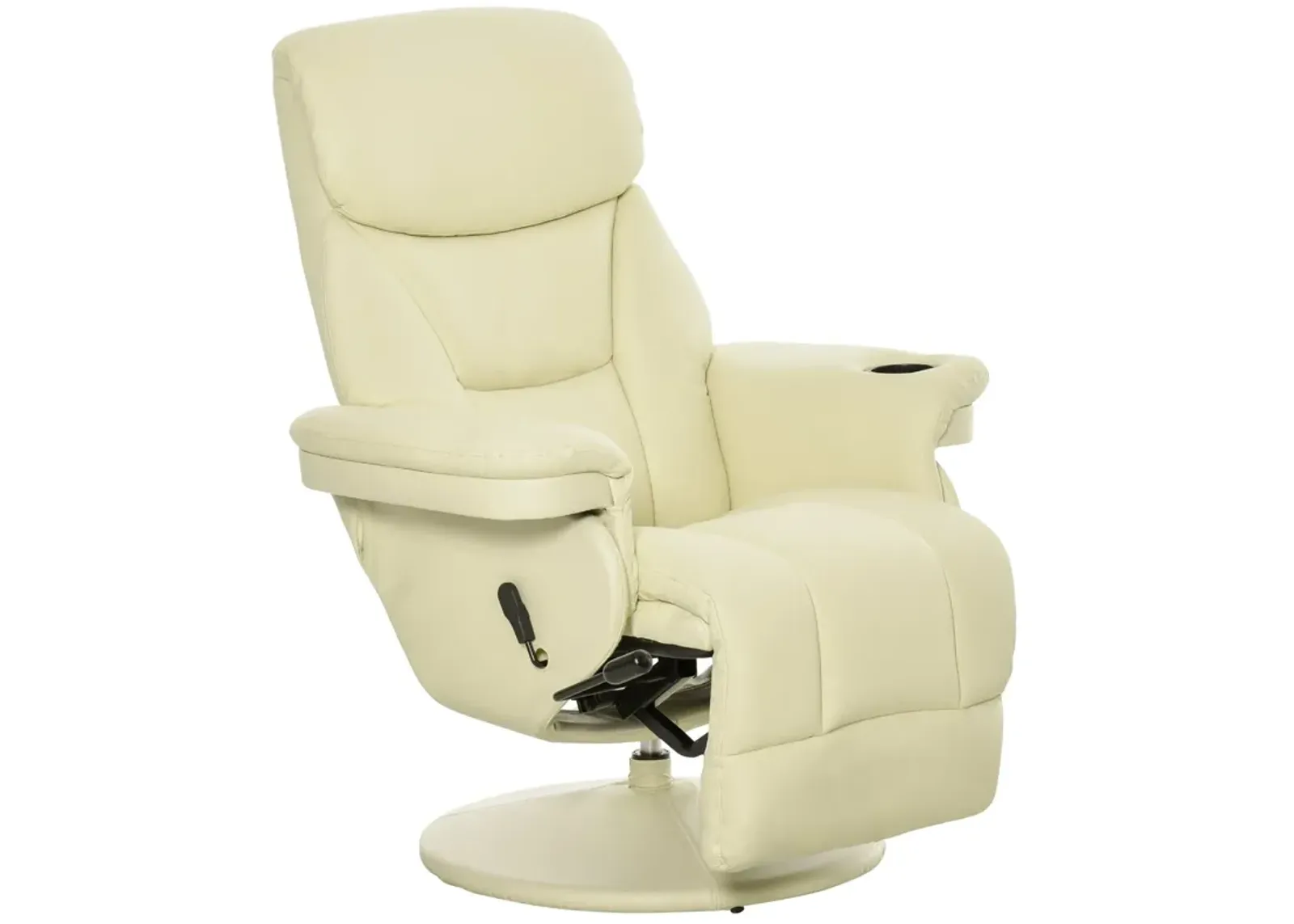 Cream White Relaxer: Swivel Recliner Chair with Side Pocket